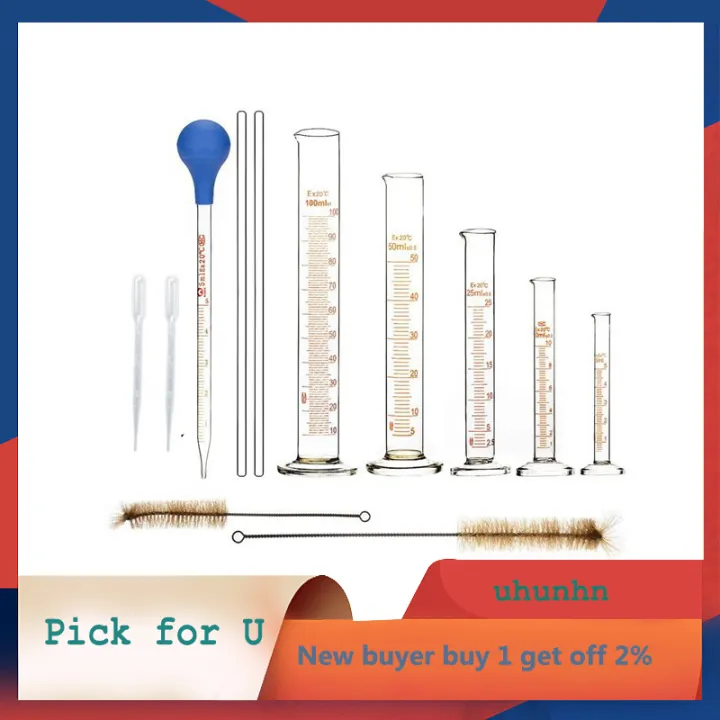 uhunhn Graduated Cylinder Set,Borosilicate Glass Measuring Cylinders in