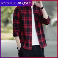 MOQOOL เสื้อผู้ชายเกาหลีรุ่นเทรนด์ลายสก๊อตพิมพ์ลายใหม่หลวมหล่อชายหนุ่มเสื้อแจ็คเก็ตเสื้อด้านบน