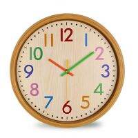 12 Inch Color Wood Grain Wall Clock 30CM Creactive Children Quartz Wall Clock for Kids Rooms Living Room