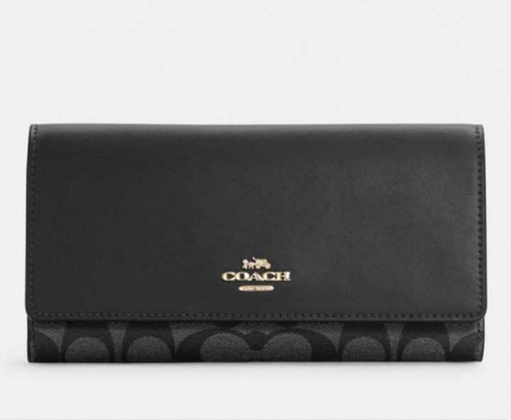 Coach Trifold Slim Wallet In Signature Canvas Black Lazada PH