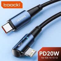 Toocki PD 20W Cable for iPhone 14 13 12 11 Pro Max iPad 90 Degree Elbow Fast Charging Charger USB C to Lightning Cable Data Cord