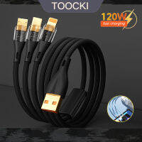 Toocki 120W ชาร์จ USB เร็ว C ชาร์จไฟรวดเร็วชาร์จชนิด C/Micro/สายไฟ3 In 1สำหรับ Xiaomi Samsung iPhone 14 13สายดาต้าคอร์ด