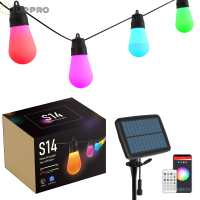 Solar LED String Lights Outdoor Bluetooth Street Garland RGB S14 Bulb Patio Party Light Waterproof App Garden Wedding Decoration