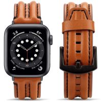 【CHUYANG SHOP】  สายหนังสำหรับ Apple Watch Band 7 41มม. 45มม. สายรัดข้อมือสำหรับ IWatch Series 7 6 5 4 3 SE 38/40มม. 42/44มม. สร้อยข้อมือ