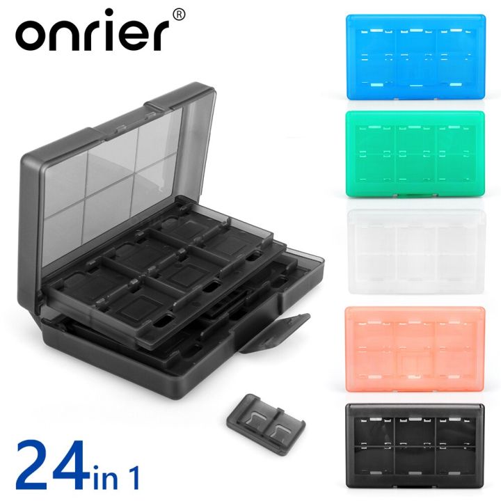 onrier-24-in-1การ์ดเกมเคสสำหรับนินเท็นโดสวิตช์กล่องเก็บแบบพกพา-oled-สำหรับสวิตช์ป้องกันฝาครอบอุปกรณ์เสริมเคสเปลือกแข็ง