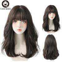 【jw】◐ 7JHH WIGS Wavy Curly Synthetic Blend Wigs With Fluffy Bangs Womens Wear Four Seasons Hair Toupee