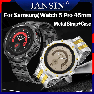 สาย สำหรับ Samsung Galaxy Watch 5 Pro 45mm คุณภาพดี Modification Kit โลหะ กรอบป้องกัน ฝาครอบเคส สายรัดสแตนเลสของสาย for Samsung Watch 5 Pro ผู้ชาย สายนาฬิกา