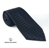 Giorgio Del Sarto Necktie 8.5 cm Black with Fabric Texture เนคไทสีดำมีเท็กเจอร์"