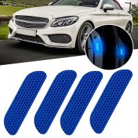 【cw】 4Pc Car Reflective Stickers Trim Red/Blue/White Rim Eyebrow Door Decal Warning Tape Safety Strips