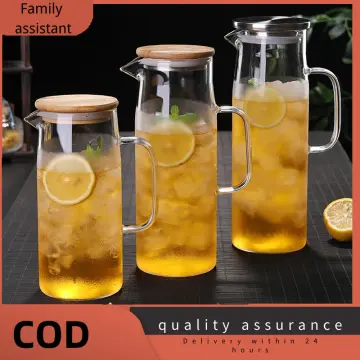 Glass Pitcher, 80oz Glass Pitcher with Lid and Spout, Large Glass Water  Pitcher for Juice, Lemonade, Hot&Cold Beverage, Iced Tea Pitcher for  Fridge