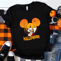 Halloween T-shirt 100% cotton มิกกี้เมาส์คลับเฮาส์ มิกกี้และผองเพื่อน ลายพิมพ์ คอสตูมวันหยุด เทศกาลฮาโลวีน คอสตูมปาร์ตี้