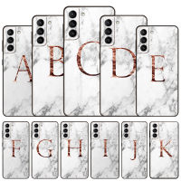 Matte Marble Initial Letter A L Phone Case For Samsung Galaxy S22 Pro S21 S20 FE Ultra S10 Lite S10 S10E S9 S8 Plus Black Cover Electrical Safety
