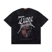 เสื้อยืดคุณภาพดี  Oversize Tshirt Tupac Shakur Wash Oversize Tshirt S-3xl