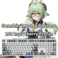 Genshin Impact Keycpa ซูโครส Gaming PBT Keycaps 108คีย์ Cherry Profile MX Switch 08คีย์บอร์ด