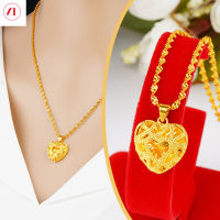 เครื่องประดับ XT เกาหลี24K Love Heart Hollow สร้อยคอจี้แฟชั่นผู้หญิง916 Original Gold Plated