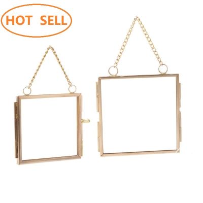 【CW】 Chain Metal Photo Frame Translucent Glass Specimen Folder 2 Size Optional