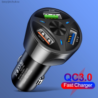 เครื่องชาร์จโทรศัพท์ในรถยนต์เร็ว3USB QC3.0ที่ชาร์จไฟบนรถยนต์เร็วอะแดปเตอร์เครื่องบันทึกได้หลายพอร์ตชาร์จในรถอย่างรวดเร็ว Baoyijinchukou