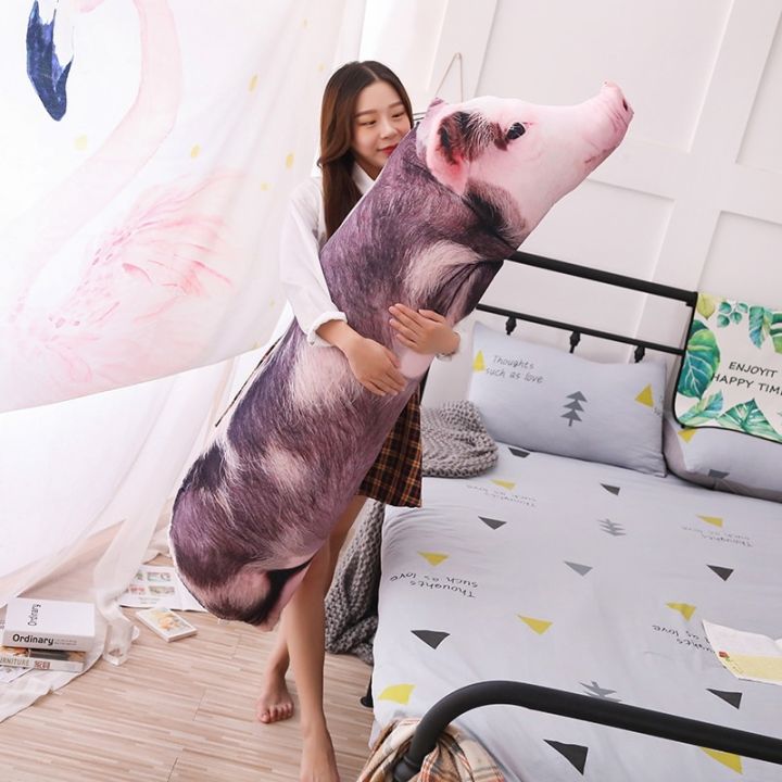 หมอนนุ่มหมูนอนจำลองหมอนสัตว์ยัดไส้สำหรับผู้ใหญ่เด็กสัตว์เลี้ยงโซฟาหนุนของเล่นเด็กตกแต่งบ้านของขวัญสำหรับเพื่อน50-70-90-120ซม