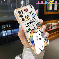 Jjlingji เคสสำหรับ OPPO A16 A16s A54s เคสการ์ตูนสียูนิคอร์นนำโชคขอบสี่เหลี่ยมดีไซน์ใหม่เคสมือถือบางรูปแบบเคสฝาปิดเลนส์เต็มรูปแบบกล้องปกป้อง Softcase กันกระแทก