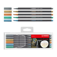 STABILO สตาบิโล Pen 68 metallic in Wallet ปากกาสีหมึกน้ำ ปากกาสี Fibre-Tip Pen ชุด 5 สี