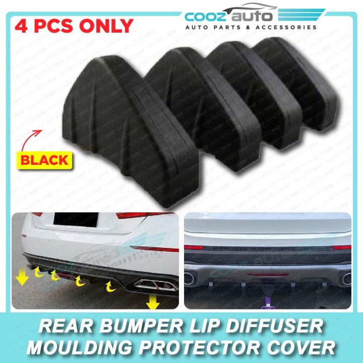 Universal Car Rear Bumper Lip Diffuser Shark Fin 4pcs Black Style Car