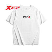 Xtep เสื้อแขนสั้นสำหรับทั้งชายและหญิง877227010222แขนสั้นผ้าฝ้ายพิมพ์ลายกราฟฟิตีสำหรับคู่รัก