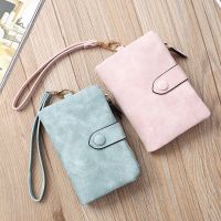 Tri-fold Short Women Wallets With Coin Zipper Pocket Minimalist Frosted Soft Leather Ladies Purses Female Pink Small Wallet Wallets