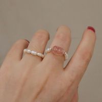 Natural Crystal Pearl Tourmaline Strawberry Crystal Non-Fading Ring Pixiu Elastic Ring Simple And Versatile Temperament Jewelry