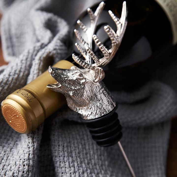 dispenser-for-wine-jagermeister-zinc-alloy-deer-head-mouth-reindeer-pourer-european-wine-extractor-silver-pourers-wedding-gift