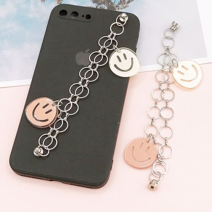 cod-yi-lian-new-acrylic-face-double-chain-bracelet-mobile-phone-shell-ornaments-diy-accessories-hole-shoes-decoration