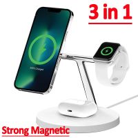 ▤ 15W 3 in 1 Magnetic Wireless Charger Stand Macsafe For iPhone 14 13 12 Pro Max Airpods Pro Apple Watch 8 7 Fast Charging Station