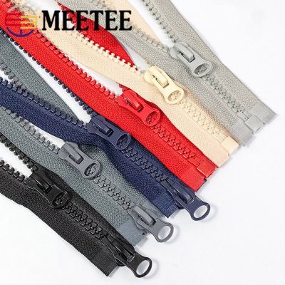 Meetee 1Pc 50-100cm 8# Resin Zipper Single/Double Puller Slider Open-End Zip for Jacket Long Zips Repair DIY Sewing Accessories Door Hardware Locks Fa