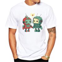2023 Mens New Love Robots Design Short Sleeve T Shirt Cool Printed Tops Hipster Tee| |   - AliExpress