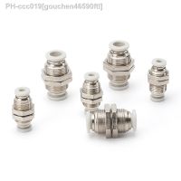 White PM Tube One Touch Push Into Gas Connector Brass Quick Fitting 4mm to 12mm OD Hose Air Pneumatic Straight Bulkhead Union