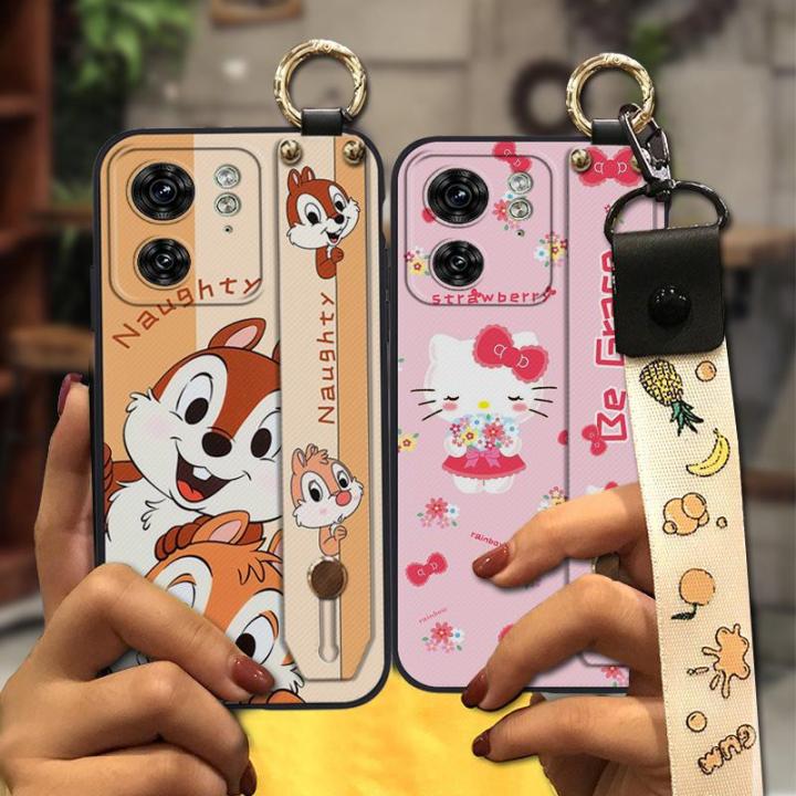 cartoon-kickstand-phone-case-for-moto-edge40-dirt-resistant-wristband-anti-knock-back-cover-durable-phone-holder-cute