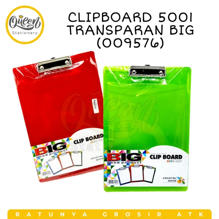 CLIPBOARD 5001 TRANSPARAN BIG PAPAN UJIAN PAPAN JALAN ALAS KERTAS