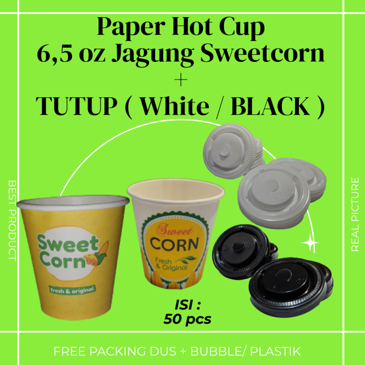 Paper Hot Cup Jasuke 6,5 oz 180 ml + Tutup Putih isi 50 pcs Motif ...