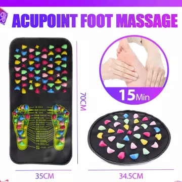 rosenice Reflexology Massage Mat Foot Stone Foot Leg Pain Reliever Walk  Massager Mat Health Care Acupressure Mat Pad Massager (Black)