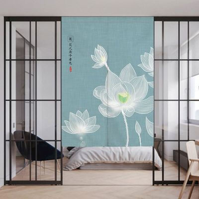 New Lotus Door Curtain Living Room Bedroom Kitchen Hlaf Curtain Curtain Noren Feng Shui Curtain xnSD