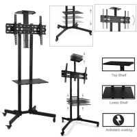 ขาติดTV แบบตั้งพื้น มีล้อ ปรับได้ วางเครื่องเล่นได้ (32-80นิ้ว)