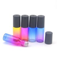 1pcs 5ml Perfume Sample Roll Vial Gradient Colorful Empty Roller on Ball Glass Essential Oil Bottle