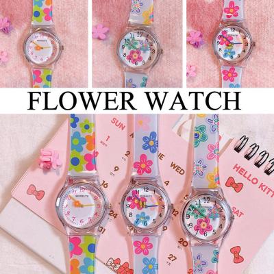 นาฬิกาดอกไม้สีน่ารักเด็กผู้หญิงเจลลี่ดูสดใสขนาดเล็ก Korea นาฬิกาข้อมือนักเรียนมัธยมต้น MODE D8H3