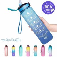 900ml Motivational Sports Water Bottle Outdoor Time Marker Frosted Straw Cup Scale Fitness Workout Cup Gym Water Drinking Bottle