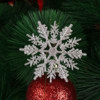 12Pcs Charming 7.5/10cm Gold Powder Snowflake for Xmas White Christmas Tree Decor Party Holiday Christmas Ornaments Home Decor