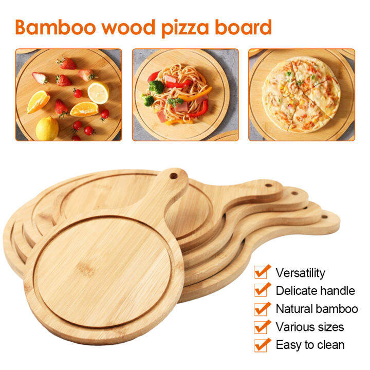 【Ready Stock】ZIR MAll Original Wooden Pizza Pan Round Hand Pizza Baking