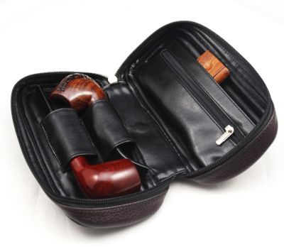 【YF】 Vauen Soft PU Leather Bag Clutch for 2 Pipes Portable Wood Smoke Tobacco Smoking Pipe Case/Pouch Tools Accessories