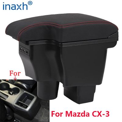 กล่องที่พักแขนสำหรับ Mazda CX-3,ชุดอุปกรณ์ติดตั้งเพิ่มเติมสำหรับ Mazda 2 Skyactiv รุ่น Cx3 CX-3กล่องเก็บที่พักแขนในรถยนต์อุปกรณ์เสริมสำหรับชาร์จ USB