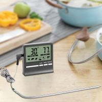 LCD Digital Cooking Food Thermometer Kitchen BBQ Meat Thermometer for Oven Smoker Clock Alarm Timer with LCD Screen Probe Meter