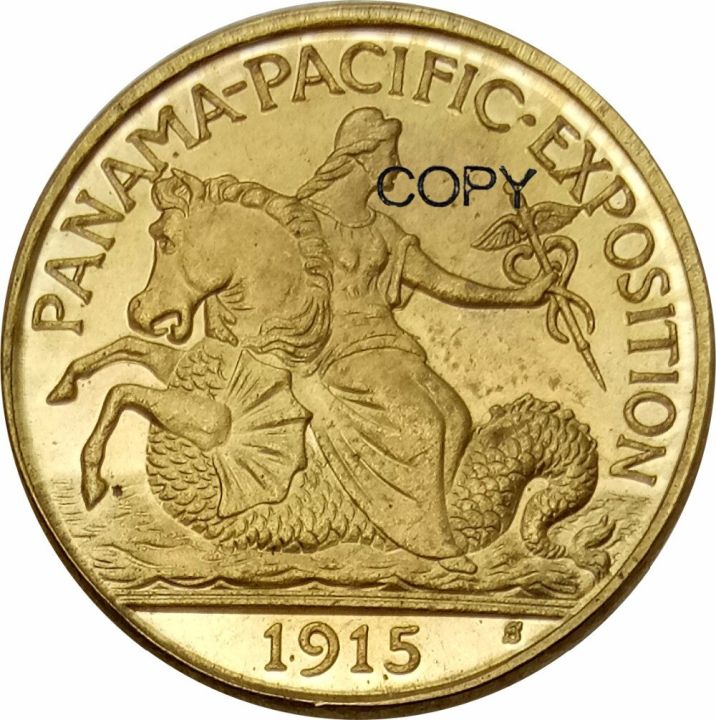 เหรียญปลอมทำจากทองเหลืองจัดนิทรรศการครั้งละ2-1-2เหรียญปานามา-แปซิฟิก1915-s