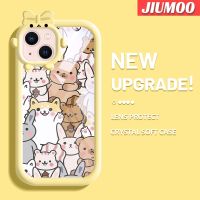 เคส JIUMOO สำหรับ iPhone 13 iPhone 13 Pro iPhone 13 Pro iPhone 13 Pro Max เคสการ์ตูนน่ารักแฟชั่นแมวกระต่ายน้อยซิลิโคนเคสโทรศัพท์แบบใสเลนส์กล้องถ่ายรูปปิศาจน้อยเคสกันกระแทกกรอบโปร่งใสกันกระแทกนิ่ม